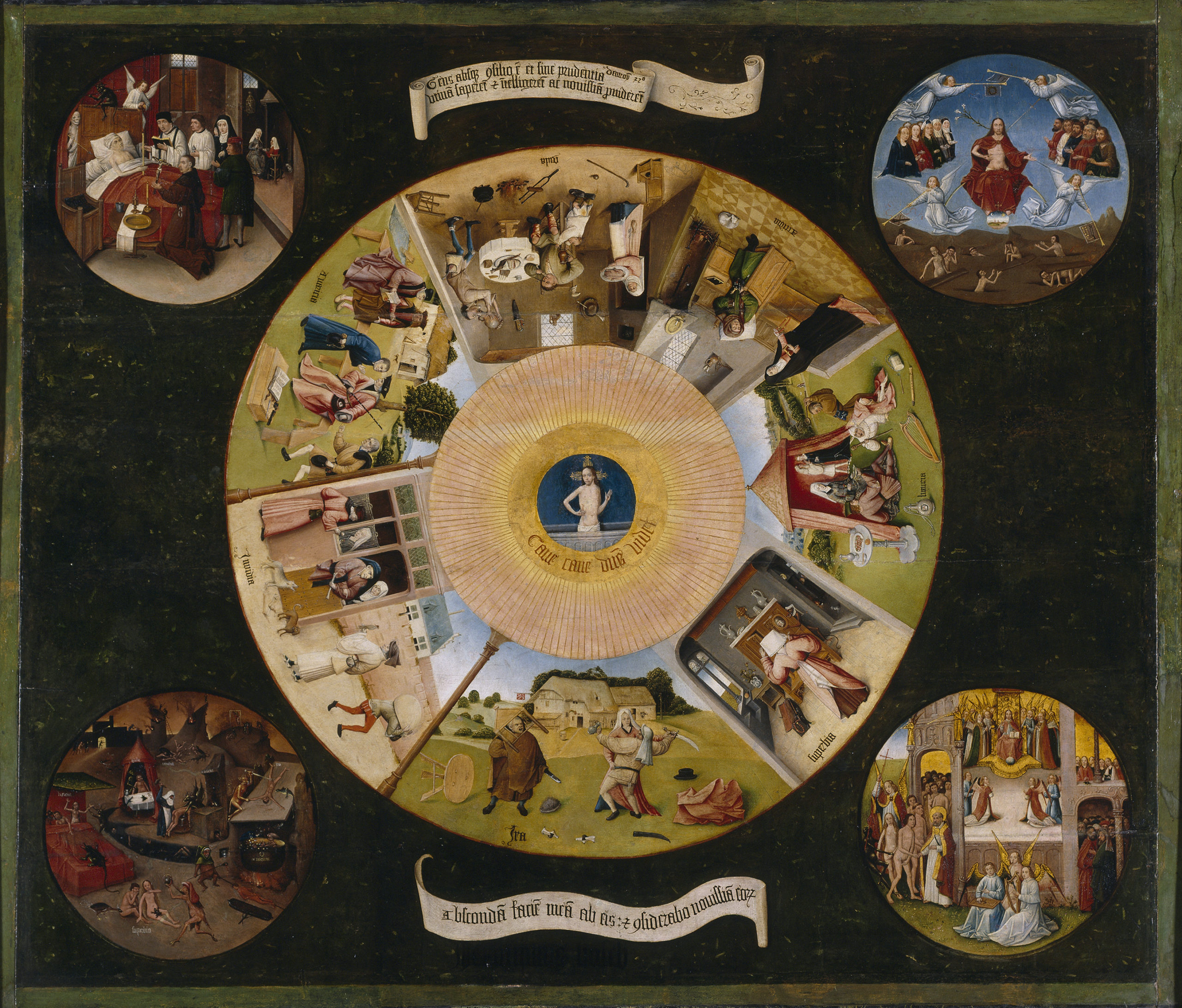 Image of the painting The Seven Deadly Sins and the Four Last Things by Hieronymus Bosch