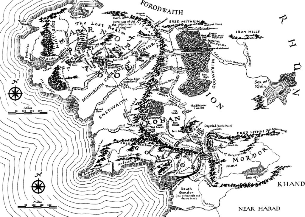 Map of Middle Earth from The Fellowship of the Ring